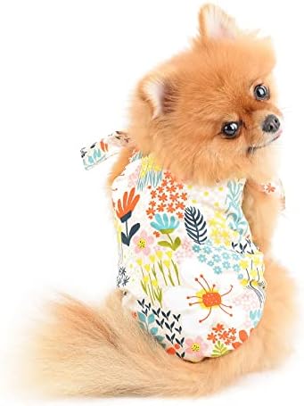 Платен фустан од цвеќиња од Хавајски кучиња за мали миленичиња девојки без ракави, пролетно лето, мека кутре облека мачки костум на плажа, црвена,
