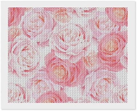 Елеганција боја розови рози дијамантски комплети за сликање 5d DIY целосна вежба Rhinestone Arts Wallид декор за возрасни 16 x20