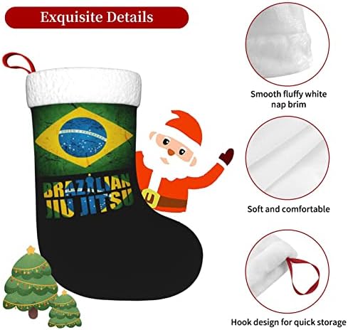 Waymay Brazilian Jiu-Jitsu Божиќно порибување 18 инчи Божиќ што виси чорап класичен празник за украсување чорапи