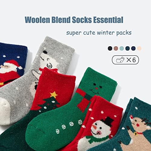 Зестони момчиња волна чорапи деца зимски топли чорапи термички цртани филмови четвртина чорапи за момчиња 6 пара