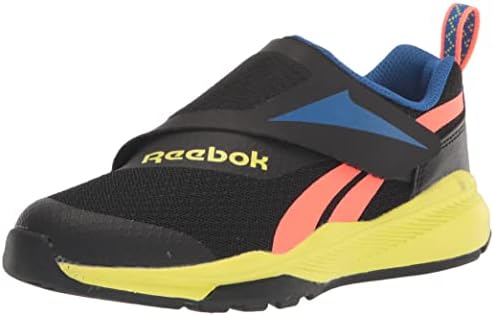 Reebok еднакво вклопување адаптивно трчање чевли за трчање, црна/векторска сина/соларна киселина жолта, 13,5 американски унисекс мало дете