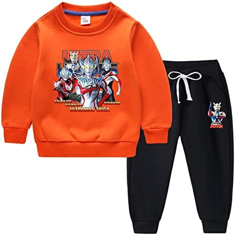 Narkoox Keyl-0731 Детска џемпер со долг ракав-ултраман руно обичен худи и панталони за џогирање 2 парчиња тренерки
