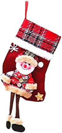 Божиќни украси за Божиќни чорапки за Божиќни чорапи кукла кукла 3Д постелнина торба долга нога Божиќни чорапи соларни мониста