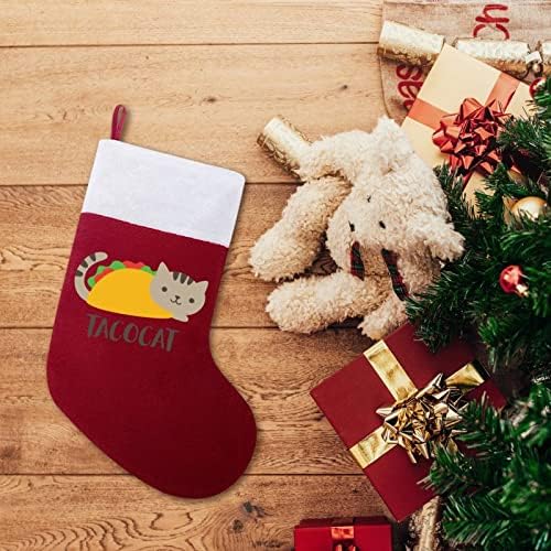 Симпатична и смешна тако мачка црвена Божиќна празничка чорапи дома украси за Божиќно дрво Камино виси чорапи