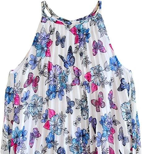 Ретки Изданија Девојки 7-16 Пеперутка Плисиран Шифон Фустан Тексас Елек Во Собата