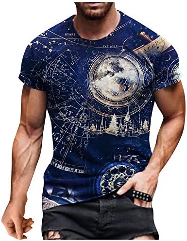 Менс плус големина летни маици, 2021 случајни удобни 3Д печатени врвови со краток ракав