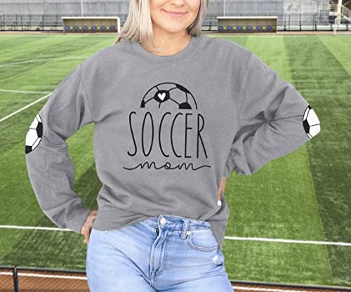 Floyu Women Women Soccer Mom Mom Sweatshirt Footsch Ball Graphic Tee Football Mommy Letter Printed Tops Game Day Day долга кошула