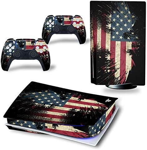 Налепница за налепници на кожата на кожата за PS5 ЦД верзија на диск конзола и контролори Американско знаме