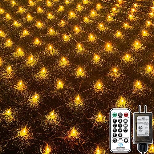 Leclstar Божиќни мрежни светла на отворено украси, 360 лежеа 13 -ти x 6,6ft надвор од грмушките нето светла со 8 режими далечински,