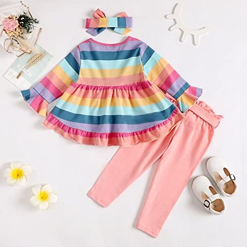 Бебе девојче облека за облека Девојче девојче сончогледна облека од ракав, кошула за ракави, цветни пантолони, сет зимска облека