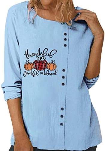 Womenените Ноќта на вештерките печати долг ракав О вратот памучен постелнина маица врвови случајни блузи женски долги ракави бејзбол