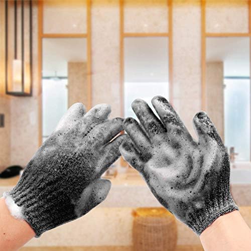 6пари на ракавици за ексфолијација - Премиум црна чистачка миење мит за бања или туш - додатоци за луксузна спа ексфолијација за масажа