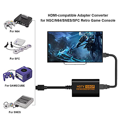 Адаптер за конвертор-компатибилен со HDME 1080P за Nintend 64 N64/SNES/NGC/SFC Ретро видео игри конзола HD кабел
