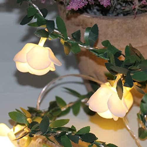 Абоофан лисја низа светла што висат роза лоза со LED жица за декорација на батерија за осветлување за свадба домашна забава настан декор
