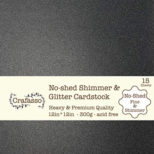 Crafasso No-Shimmer Glitter Cardstock, 12 x 12 300gms, 15 листови, црна
