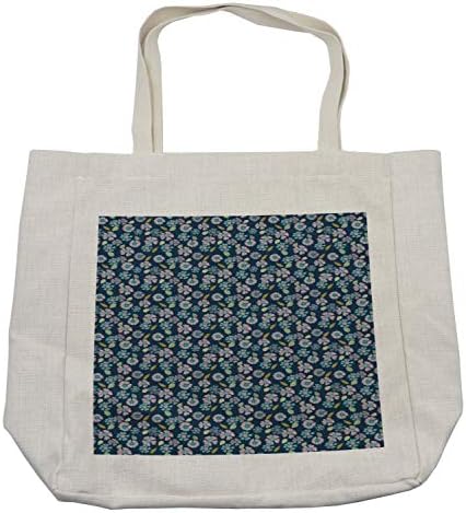 Амбесон-цветна торба за купување, врвен поглед на апстрактно цвеќе ботаничко зеленило, еколошка торба за еднократно користење