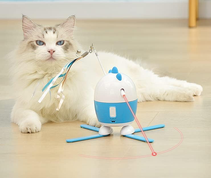 Ladumu Teaser Ball со 4 поддршка за статисти за миленичиња додатоци за забавни автоматски закач за мачки играчки за миленичиња 360 ротација