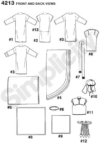 Едноставност 4213 Историска шема за шиење на костумите за Ноќта на вештерките за мажи и жени од Андреа Шеве, големини А