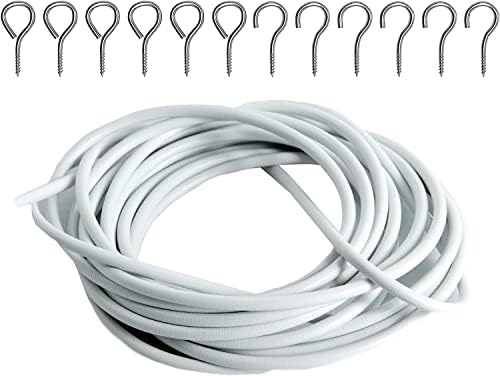 Поволни цени-галор од 30 метри бела пластична обложена завеса жица за висечки кабел кабел за кука за очи на очите мрежа мрежа ново