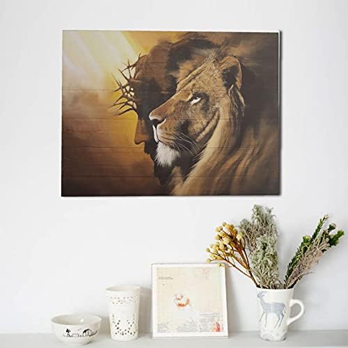 Исус и лав платно wallидни уметности христијански подароци за мажи Исус слики за wallиден лав и бог wallиден декор лав на постери на Јуда