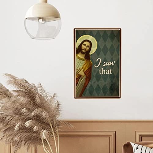 Исус го видов тој смешен христијански алуминиум потпишува смешен калај знак метал постери подарок за дома, кафе -бар wallид