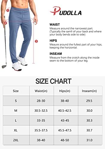 Машки голф -панталони за голф во Пудола се протегаат џемпери со џебови со патенти тенок вклопување во случајни џогери панталони за мажи