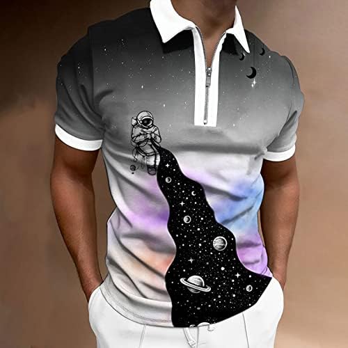 Летни поло маици за мажи кратки ракави, обични врвови на типот, поштеда на вратот, лабав, спортови за голф Полос Туника кошули