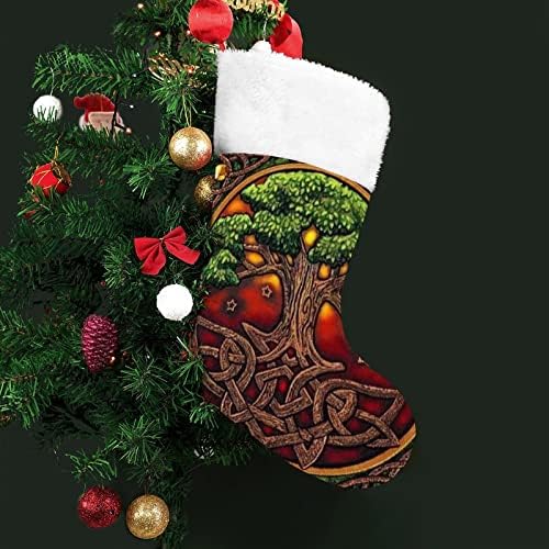 Wicka Life Life Yule Magic Magic Pagan Red Christmas Christmas Codrings Home Decorations за Божиќно дрво Камено виси чорапи