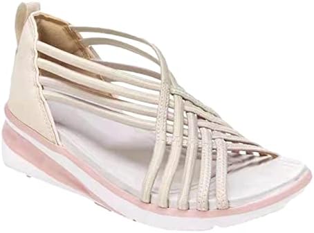 Сандали за жени облечени, чизми на клинови на клинови гроздобер клип со ниски потпетици на папучи чевли римски сандали