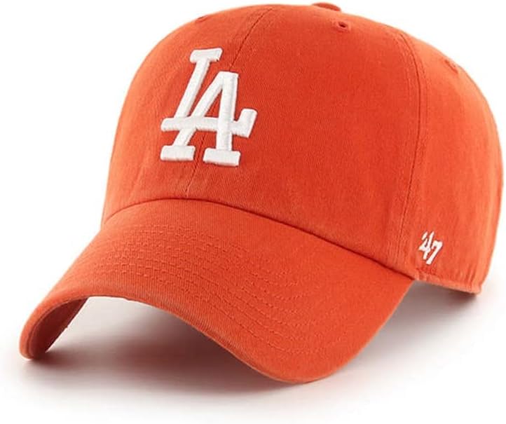 '47 Лос Анџелес Доџерс Менс Жени Исчисти Прилагодлив Ремен Портокалова Шапка Со Бело Лого