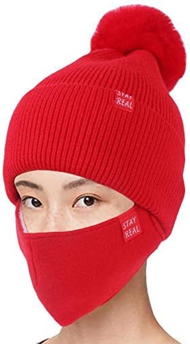 2-парчиња зимска грав за маска за лице сет зимски плетен череп капа за прилагодлива маска за лице Beanie за жени девојки