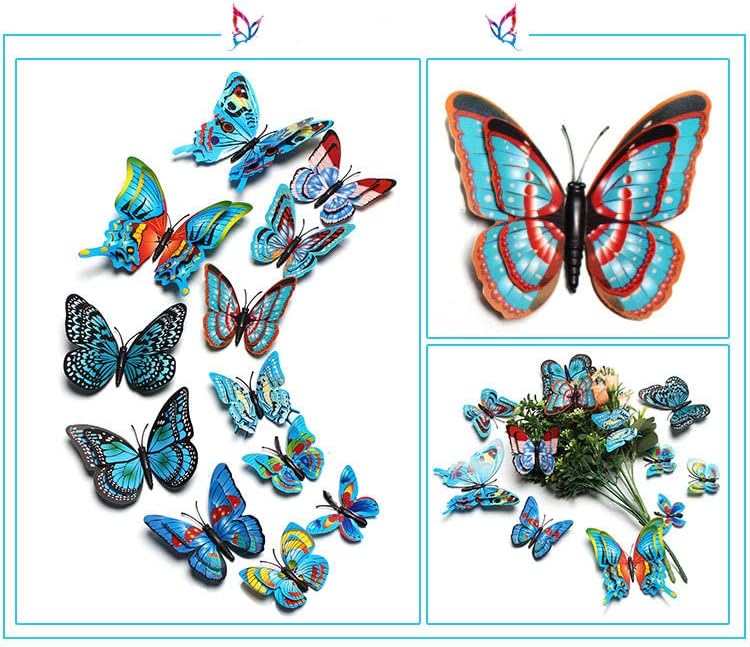 96 парчиња 3Д пеперутка wallид декор Отстранлив налепници за butterидови од пеперутка магнети и двострана лента поставена за DIY деца расадник,