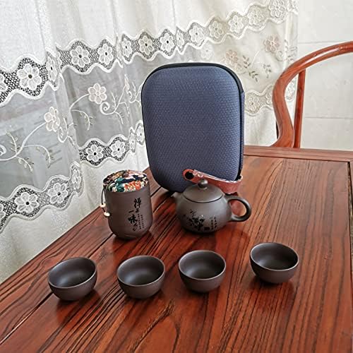 Aeseark Portable Purple Kung Fu чај сет рачно изработен кинески чај чај чаша чајник како разни подароци за празници