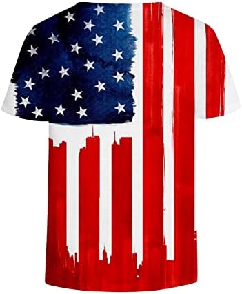 Comigeewa Краток Ракав V Вратот Американски Знаме Ѕвезда Графички Бранч Блуза Кошула За Тинејџерски Девојки Лето Fall Памучна Блуза СМ