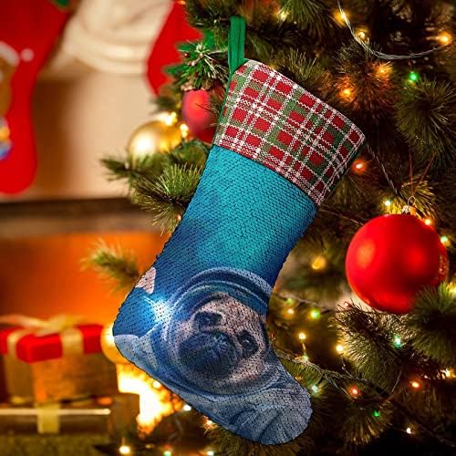 Вселенско куче во вселенски костум Секвин Божиќно порибување сјајно wallидови што висат украси Декорација за забава за одмор на Божиќ