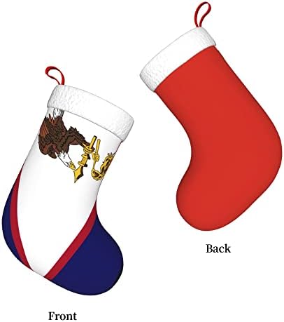 QG ZZX Божиќни чорапи со бела супер мека кафунг манжетна манжетната на знамето на американската Самоа, Божиќни чорапи Божиќни украси