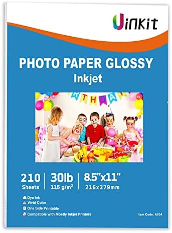 210 листови со тенки хартиени сјајни фото -печатење инк -џет 8.5x11 30lb DIY чип -торба забава фаворизира брошура флаер фотографии печатач