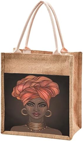 Афроамериканец прилично дама јута торба за еднократна употреба на намирници за намирници торбички за торбички за плажа, торбички