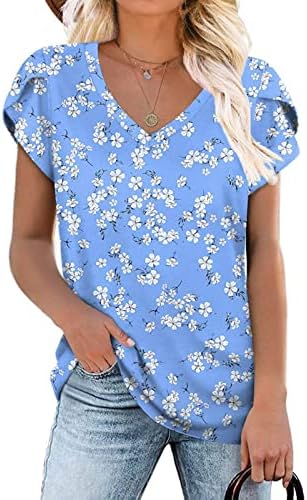 Блуза кошула за девојки лето есен облека краток ракав против вратот памучен графички лабав вклопување опуштено вклопување обичен врв