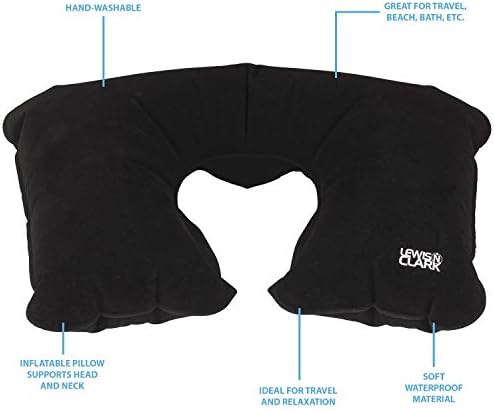 Луис Н. Кларк Оригинална перница за надувување на надувување, водоотпорна перница за вратот за поддршка на вратот на плажа, базен + аеродром