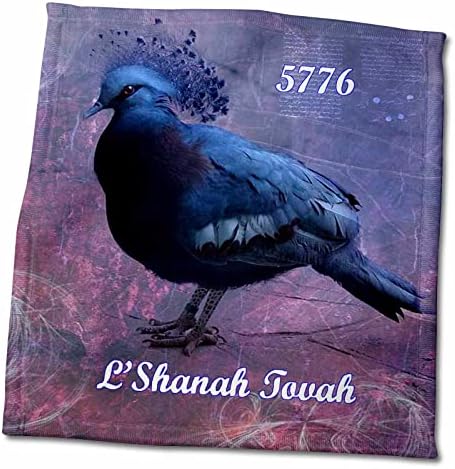 3drose print of L Shanah Tovah со сина гулаб на виолетова година 5776 - крпи