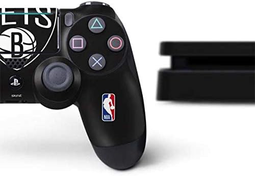 Skinit Decal Gaming Gaming Skin Chage компатибилен со PS4 Slim Bundle - Официјално лиценциран НБА Бруклин мрежи голем дизајн на лого