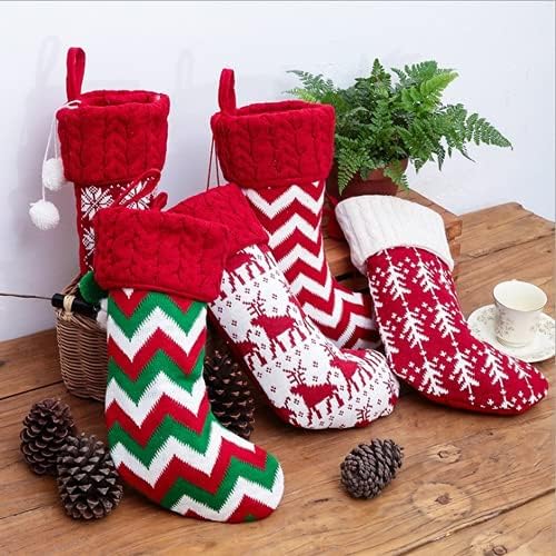 Коков Прозорец Божиќ 5 Пакет Чорапи Голема Големина Кабел Плетени Акции Подароци Украси За Одмор Божиќ Партија