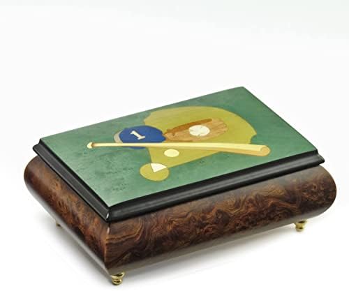 Спортска тема Вуд Вулај: Бејзбол - Колекционерска 30 Белешка музичка кутија за накит - Оревокршач пакет