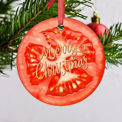 Божиќни украси за домати слатки храна овошје украси за новогодишна елка керамичка рунда персонализирани Божиќни украси 2022