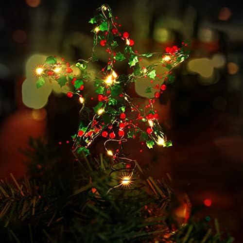 Starвезда за новогодишна елка Topter Topper Christmon Treetop со LED светла Ironелезо Божиќно светло светло проектор шупнат украс жица starвезда