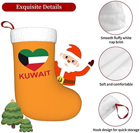 Cutedwarf Love Kuwait Божиќно порибување Божиќно декорација Класичен 18 инчи камин виси чорап