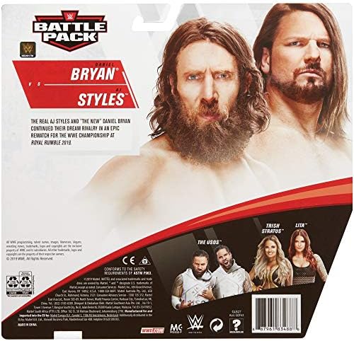WWE Даниел Брајан против AJ Стилови Битка Пакет Серија 64 Со Две 6-инчен Артикулирани Акција Фигури &засилувач; Прстен Опрема