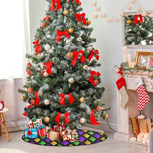 Марди Грас плоштад елка стојат душеци, рунда водоотпорен Божиќ дрвја, столб за празници и украси за украси за весели Божиќ