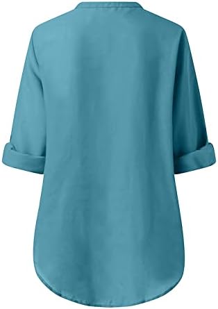 Блуза тинејџерски девојки Краток 1/2 ракав 2023 шифон длабок v врат бранч лабав вклопна обична кошула за блуза за жени GB